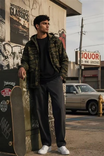 Men’s Jungle Tiger Camo Hooded Utility Track Jacket price